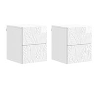 LKJephalotrop Lot de 2 tables de chevet murales blanches brillantes avec | Commode suspendue peu encombrante pour chambre à coucher : design moderne en bois avec espace de rangement pratique pour