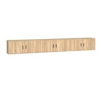 LKJephalotrop Lot de 3 armoires TV murales en chêne Sonoma 100 x 34,5 x 40 | Meuble bas peu encombrant pour le salon et la chambre à coucher avec porte fermée pour un rangement ordonné des médias.
