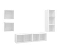 LKJephalotrop Lot de 4 meubles TV muraux en bois blanc | Système d'armoire suspendue flexible pour le salon et le couloir avec 4 éléments en blanc pour une décoration murale moderne