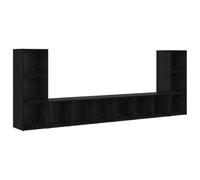 LKJephalotrop Lot de 4 meubles TV suspendus aspect chêne noir 107 cm | Étagères suspendues peu encombrantes pour le salon et la chambre à coucher avec étagères réglables pour une organisation