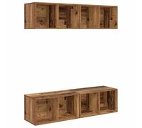 LKJephalotrop Lot de 4 meubles TV suspendus en bois vieilli 37 x 37 x 72 cm | Les planches murales peu encombrantes pour le salon et la chambre créent une structure pour les appareils multimédia sans
