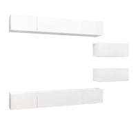 LKJephalotrop Lot de 6 meubles TV muraux en bois blanc | Ensemble de meubles bas suspendus pour salon et chambre à coucher avec beaucoup d'espace de rangement pour les médias et les
