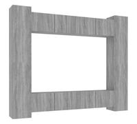 LKJephalotrop Lot de 8 meubles TV muraux gris Sonoma bois | Ensemble d'armoire suspendue flexible pour le salon et la chambre à coucher, offre un espace structuré pour les médias et la