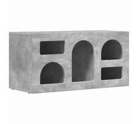 LKJephalotrop Meuble TV bas en bois gris béton 80 x 35 x 40 cm | Meuble bas compact aspect béton avec 5 compartiments ouverts pour le salon et la chambre à coucher pour un rangement flexible