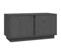 LKJephalotrop Meuble TV bas en pin massif gris 80 x 35 x 40,5 cm | Meuble TV compact gris pour salon et chambre à coucher avec espace de rangement fermé derrière deux portes.