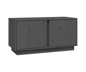LKJephalotrop Meuble TV bas en pin massif gris 80 x 35 x 40,5 cm | Meuble TV compact gris pour salon et chambre à coucher avec espace de rangement fermé derrière deux portes.