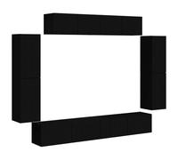 LKJephalotrop Meuble TV bas mural 8 pièces - Noir | Lot de 8 meubles muraux modulaires avec 6 portes pour le salon pour un rangement ordonné et une liberté maximale au sol.