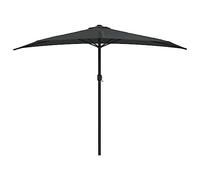 LKJephalotrop Parasol de balcon semi-circulaire avec manivelle - 300 x 155 x 223 cm - Ombrage pour balcon, terrasse et jardin - Mât en aluminium stable et 5 baleines en acier robustes - Bleu