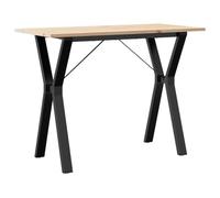 LKJephalotrop Table à manger en pin massif avec structure en Y 100 x 50 x | Table à manger stable avec plateau en bois non traité et cadre en acier noir pour salle à manger, cuisine ou salon.