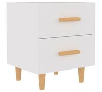 LKJephalotrop Table de chevet blanche 40 x 35 x 47,5 cm Commode avec 2 | Design scandinave pour chambre et salon, avec 4 pieds solides en bois d'eucalyptus et poignées en bois.