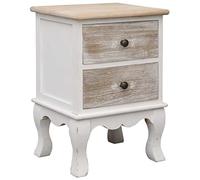 LKJephalotrop Table de chevet en bois de paulownia Blanc 35 x 30 x 50 cm | Console compacte avec 2 tiroirs pour chambre et salon de style vintage élégant en bois véritable.