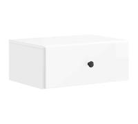 LKJephalotrop Table de chevet suspendue, blanc brillant, 49 x 34,5 x 20 cm | Console de chevet murale pour chambre à coucher avec tiroir et étagère ouverte pour une fixation murale peu encombrante.