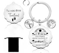 LKJHGF Cadeau annonce grossesse Meilleur Tonton Personnalisé Porte Clef Tu vas etre Tonton Décapsuleur Idéal Cadeau Anniversaire Homme Original Cadeaux de Noël