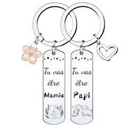 LKJHGF Cadeau annonce grossesse papi et mamie Porte-clés 2 Pièces Porte-clés Cadeaux Noël cadeau futur grand parent papy annonce grossesse originale grand parent mamie papi naissance surprise (2)