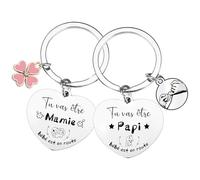 LKJHGF Cadeau annonce grossesse papi et mamie Porte-clés 2 Pièces Porte-clés Cadeaux Noël cadeau futur grand parent papy annonce grossesse originale grand parent mamie papi naissance surprise (1)