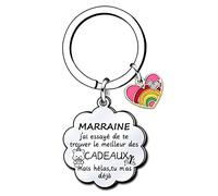 LKJHGF Cadeau de Marraine Porte-clés de de Femme,Cadeau de fête des mères,Femmes au foyer,Cadeaux d'anniversaire,Cadeaux de Famille,Cadeaux de Noël (marraine)