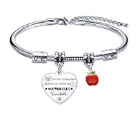 LKJHGF Cadeau Maitresse Bracelet Maîtresse Cadeau Maitresse d'école Cadeau Bracelet Femme Cadeau de fin d'année Scolaire Cadeau Maîtresse école Merci Maîtresse Merci Cadeau