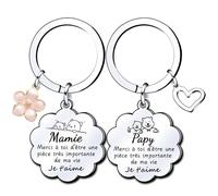 LKJHGF Cadeau Papi Mamie Porte clé Papy Mamie Cadeau Papy Mamie bapteme 2ps porte clef Papy Mamie Porte clés Papy Mamie Cadeaux Grands-parents Cadeaux de Noël Papy Mamie