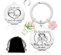 LKJHGF Cadeau Soeur Noel Porte Clef Soeur de Coeur Porte clef Amour Soeur Ma Soeur de Coeur pour toujours pour Sœur Originale Porte-clés Cadeau Soeur Anniversaire (2)