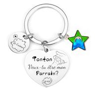 LKJHGF Cadeau tonton Veux tu etre mon parrain Porte Clé Parrain Cadeau Parrain Demande Personnalisé décapsuleur Anniversaire cadeau parrain bapteme