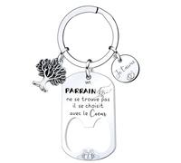 LKJHGF Porte Clé Parrain Marraine - Cadeau Personnalisé Pour Demande 'Veux-Tu Être Mon Parrain' - Porte Clef Homme Pour Anniversaire Et Fête Des Pères (6)