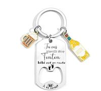 LKJHGF Porte-clés Annonce Grossesse Tonton Tu Vas Bientôt Être Tonton Bébé Est En Route, Cadeau pour Futur Oncle avec Décapsuleur, Idée Originale pour Annonce de Grossesse,Pour Frère e Futur Tonton