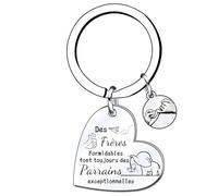 LKJHGF Porte-clés Frères formidables Parrains exceptionnelles - Porte-clés pour Annonce Grossesse Parrains Naissance Enfant idée Cadeau Annonce bébé Fille garçon Argent Acier inoxydable