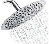 LKJKJ-10 pouces Pomme de douche pluie ronde en acier inoxydable tête de douche miroir face à 180 ° Pomme de douche haute pression rotative pommeau de douche cascade Sortie d'eau en silicone