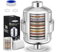 Lkjkj-Filtre Douche Anti Calcaire 36 Étapes, Adoucisseur D¿Eau 8000l/Jour Avec Charbon Actif, Élimine 99% Chlore & Métaux Lourds, Pour Peau Sensible, Cheveux Abîmés & Bébés ¿ Compatible Tous Pommeaux