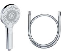 LKJKJ-KLUDI-X3 Douchette universale avec flexible, douchette Ø11,7 cm avec 3 types de jets, douchette économisant l'eau en option (standard 15 l/m, option 9 l/min) flexible de douche 1,6 m