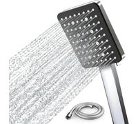 LKJKJ-Pommeau de douche avec tuyau, flexible de douche avec pommeau de douche, douchette à main, pommeau de douche à effet pluie, 6 types de jet, noir mat