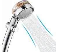 LKJKJ-Pommeau de douche rotatif à 360° - Haute pression - Économe en eau - Haute pression - Hélice - Augmente la pression - Avec ventilateur et interrupteur de pause