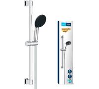LKJKJ-Vitalio Start 110, Ensemble de Douche avec Douchette Ronde 2 jets, Barre 60cm, Flexible 1,75m, Economie d'Eau, A coller avec QuickGlue ou à visser, Chromé, 27948001