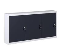 LKJVFCPW Armoire à outils murale en métal - Étagère d'atelier verrouillable avec plaque perforée et 3 étagères - Design industriel - Gris/noir - 120 x 19 x 60 cm