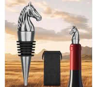 LKKCHER Bouchon de bouteille de vin en forme de cheval - Cadeau de Noël - Accessoire pour homme et femme - Décoration de tête de cheval - Argenté