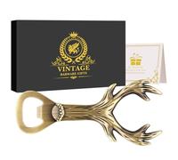 LKKCHER Cadeaux de bois de cerf, décapsuleur en zinc mat, accessoires de chasse, cadeaux personnalisés pour chasseurs, hommes et femmes, avec boîte