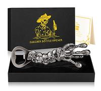 LKKCHER Décapsuleur de bière squelette, cadeau d'anniversaire, Halloween, Noël pour homme, papa, mari, ouvre-bouteille de collection, argent foncé, gothique
