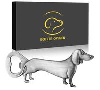 LKKCHER Décapsuleur de bière teckel, cadeau de bière pour hommes et femmes, cadeaux d'anniversaire cadeau de Noël pour les amateurs de chiens saucisse, argent foncé avec boîte-cadeau et carte