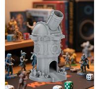 LKKCHER DESIGN Tour de dés Cannon, rouleau de dés en résine de style militaire avec plateaux, accessoire de jeu de table steampunk, tour à rouler D&D, trône de dés portable RPG, cadeau pour joueurs de