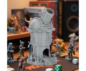 LKKCHER DESIGN Tour de dés Cannon, rouleau de dés en résine de style militaire avec plateaux, accessoire de jeu de table steampunk, tour à rouler D&D, trône de dés portable RPG, cadeau pour joueurs de