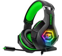 Lkljij-Casque Gaming Pour Ps5 Pc Ps4, Casque Gamer Pour Micro Rgb 7 Couleurs Transducteurs 50mm Stéréo Basse Micro Anti-Bruit Réglable Compatible Avec Switch Xbox Series X & S-Rouge