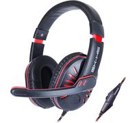 Lkljij-Gx-H5 Casque Gaming Avec Microphone Rotatif Pour Ps5, Ps4, Xbox, Pc, Switch - Bandeau Souple Réglable, Contrôleur De Volume Avec Câble Tressé, Câble Répartiteur Inclus (Rouge)