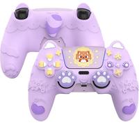 Lkljij-Playvital Coque Manette Pour Ps5 Housse Protection Silicone Avec Capuchon Joystick & Autocollant Pour Ps5 Compatible Avec Station De Charge,Cover Skin Anti-Grip/Anti-Choc,Violet Taro-Petit Pan