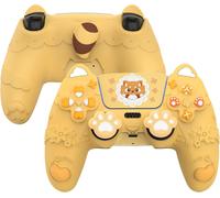 Lkljij-Playvital Coque Manette Pour Ps5 Housse Protection Silicone Avec Capuchon Joystick & Autocollant Pour Ps5 Compatible Avec Station De Charge,Cover Skin Anti-Grip/Anti-Choc,Jaune Chaud-Petit Pan