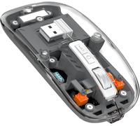 LKLJIJ-T900 Souris sans Fil Rechargeable, Ultra Mince 2.4G + Bluetooth 5.1 Souris Silence 2400 DPI, Souris Gamer Transparente récepteur USB pour Laptop/PC/Mac, Niveau de Batterie Visible-Gris