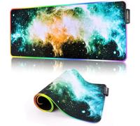 LKLJIJ-Tapis de Souris Gaming RGB XXL, 800 x 300mm RGB Extended Tapis de Gaming Grand, 14 Modes d'éclairage, 7 Couleurs LED, Antidérapant, pour Ordinateur de Jeu, Entrée Supplémentaire USB (Vert Gala