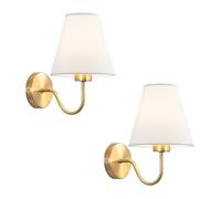 LKLNCXC Murailles Applique Murale en Tissu Blanc, luminaires d'intérieur Vintage for Salon, Chambre, Chevet, Salle de Bain, Couloir(2PCS)