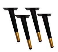 LKLNCXC Pieds de Meubles Ensemble de 4 Pieds Meubles en Fer avec Base Noire et dorée, canapé Coniques obliques, Remplacement for(20cm (8inch))