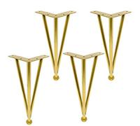 LKLNCXC Pieds de Meubles Pieds de Table en métal à épingle Cheveux, Coloris Or et Argent, 8/10/12/14/16 Pouces, Embouts Rechange Acier Inoxydable Nordique, lot 4(Gold,20cm/8inch)