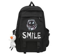 LKMB Cartable Étudiant Sac À Dos Mignon Souri - Couple Face Sac À Dos De Grande Capacité Sac À Dos De Flip Sac À Dos-Smiley Noir